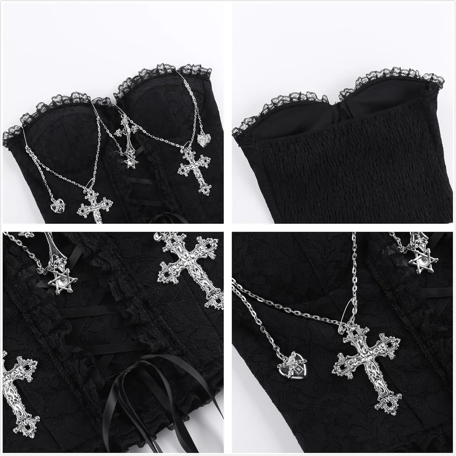 Goth Strapless Tank Top Women Y2K Harajuku Rave Punk Grunge Festival
