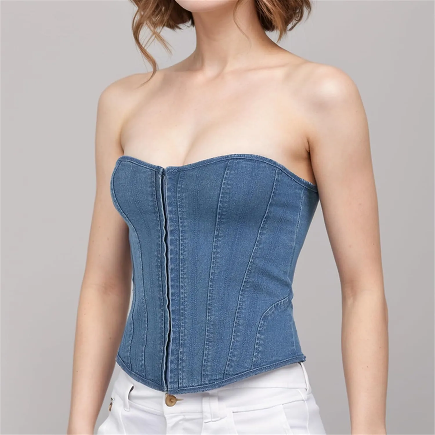 Goth Strapless Tank Top Women Y2K Harajuku Rave Punk Grunge Festival