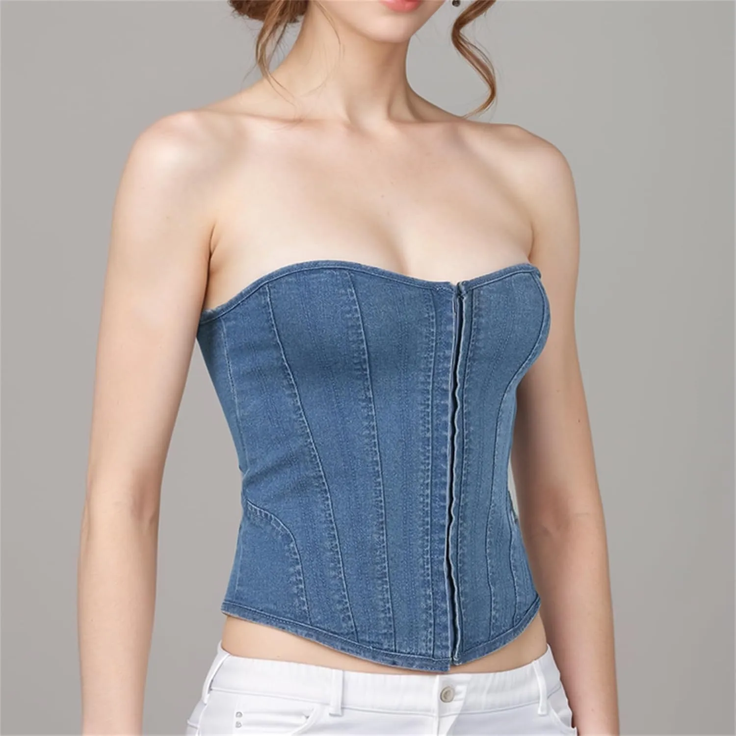 Goth Strapless Tank Top Women Y2K Harajuku Rave Punk Grunge Festival