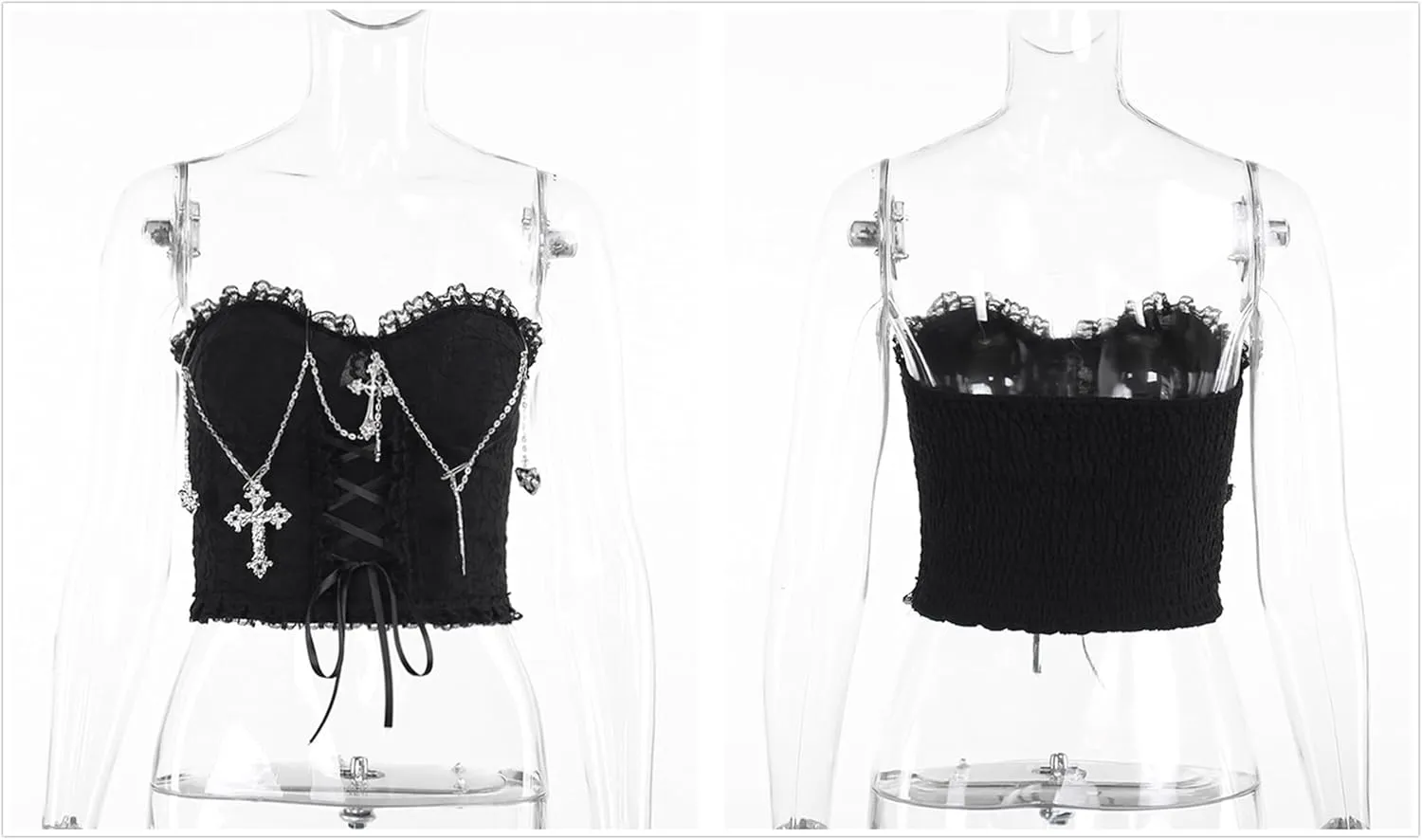 Goth Strapless Tank Top Women Y2K Harajuku Rave Punk Grunge Festival