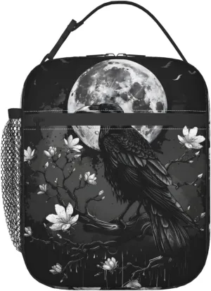 Gothic Raven and Moon Lunch Box for Women Men, Insulated Lunch Box, Reusable Lunch Bag for Office, Work, Picnic, Travel