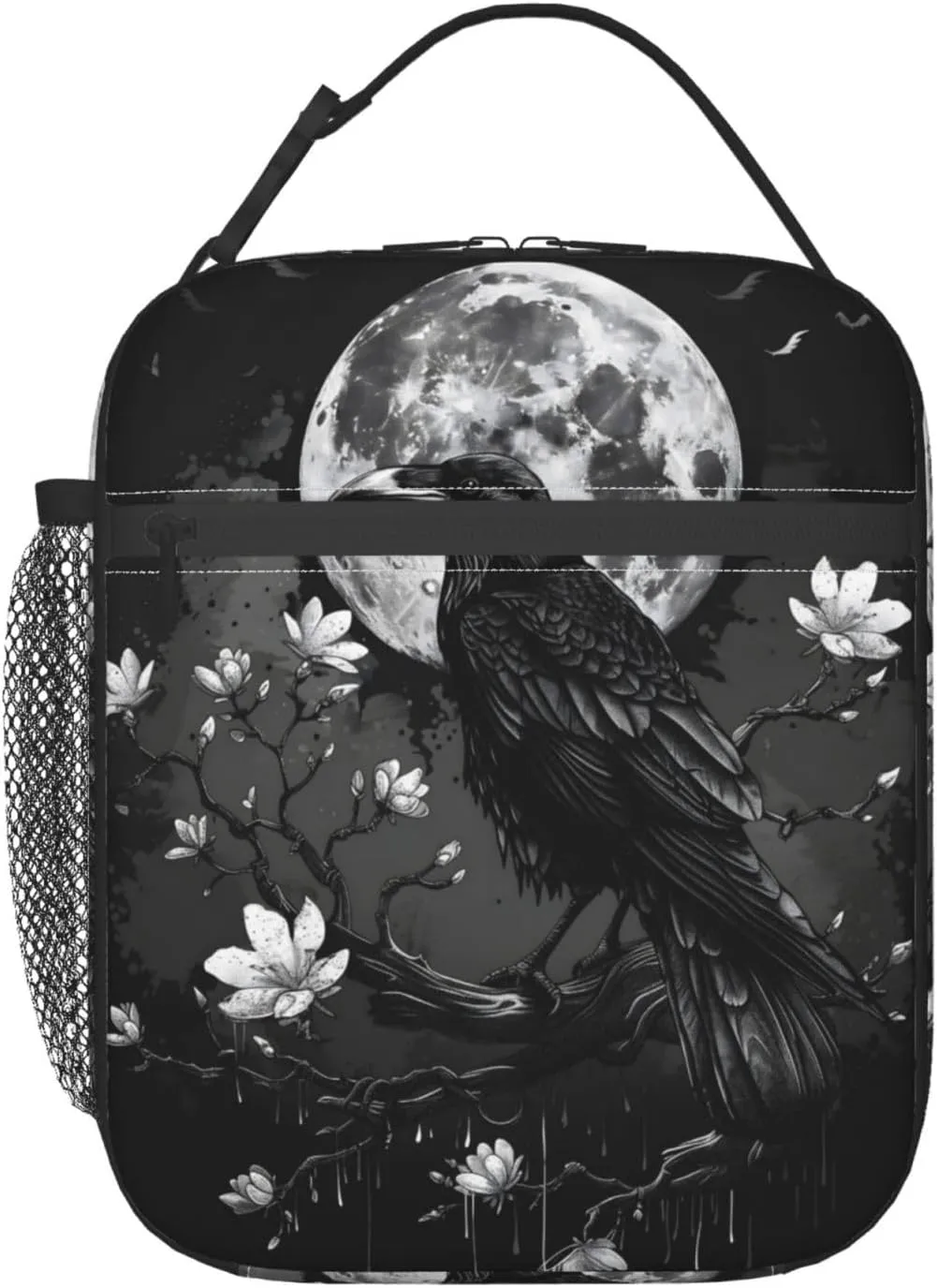 Gothic Raven and Moon Lunch Box for Women Men, Insulated Lunch Box, Reusable Lunch Bag for Office, Work, Picnic, Travel
