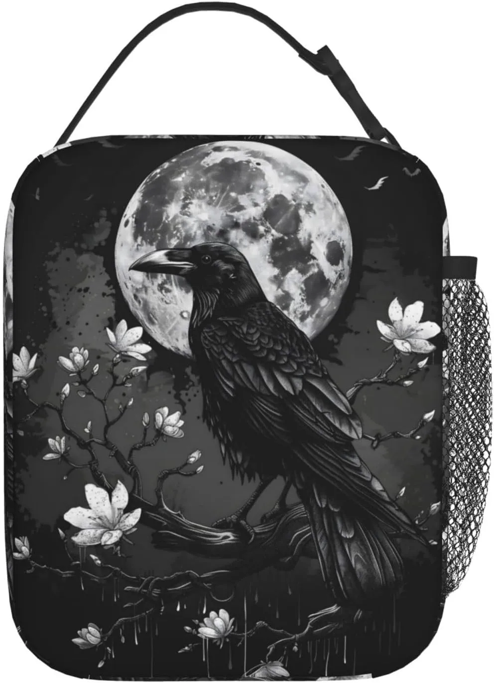 Gothic Raven and Moon Lunch Box for Women Men, Insulated Lunch Box, Reusable Lunch Bag for Office, Work, Picnic, Travel