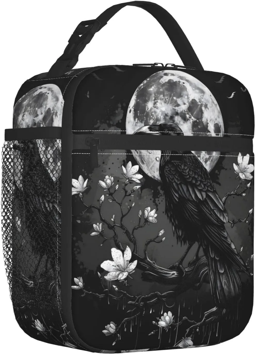 Gothic Raven and Moon Lunch Box for Women Men, Insulated Lunch Box, Reusable Lunch Bag for Office, Work, Picnic, Travel