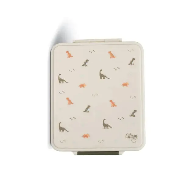Grand Lunch Box With 4 Compartments And 1 Food Jar - Dino- Green