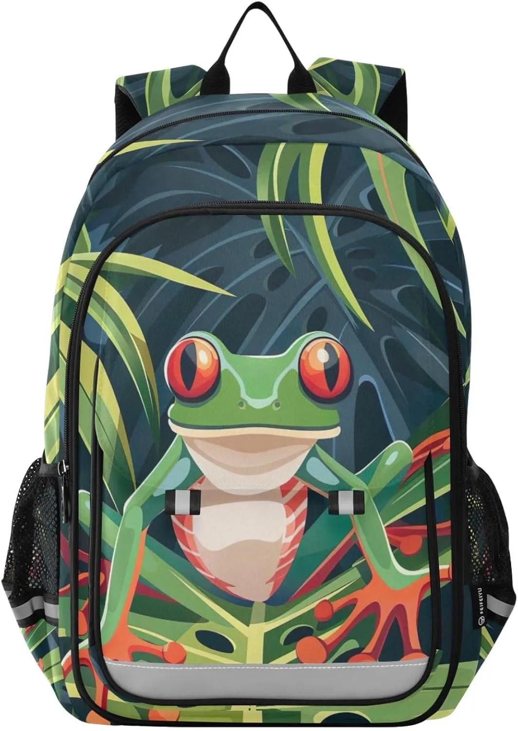 Green Leaves Frog Print Backpack for Boys Middle-School Elementary Bookbags 20325675