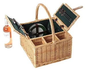 GREENFIELD COLLECTION WINDSOR WICKER PICNIC HAMPER FOR 4-PEOPLE