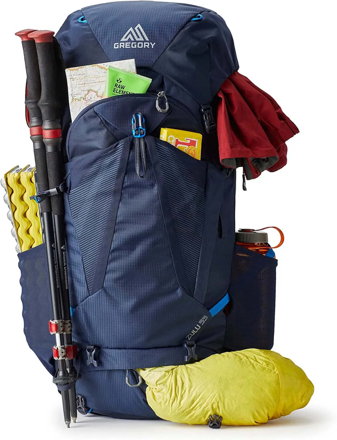 Gregory Zulu 55L Unisex Hiking/Backpacking Pack, Freefloat Hipbelt, Internal Hydration Sleeve For Water Bladder, (Reservoir Not Included), Small/Medium, Halo Blue