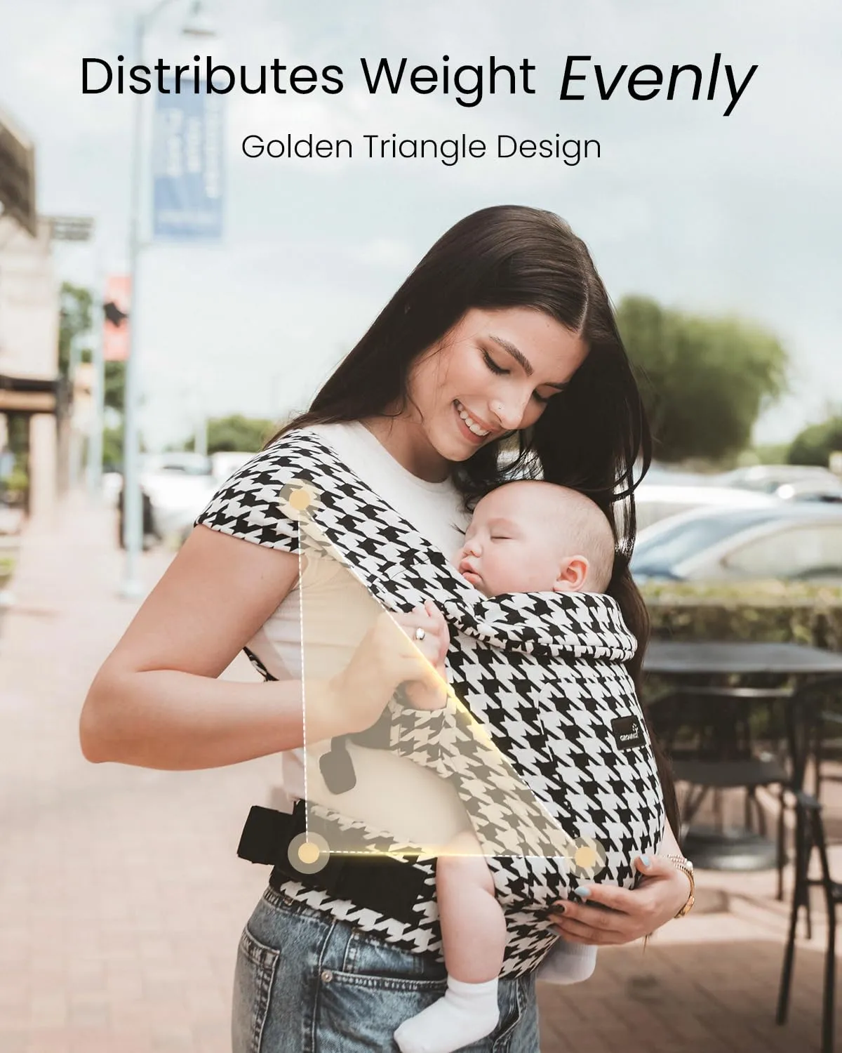 GROWNSY Baby Carrier Newborn to Toddler, Cozy Baby Wraps Carrier, Ergonomic Baby Carrier with Head Support, Houndstooth Black