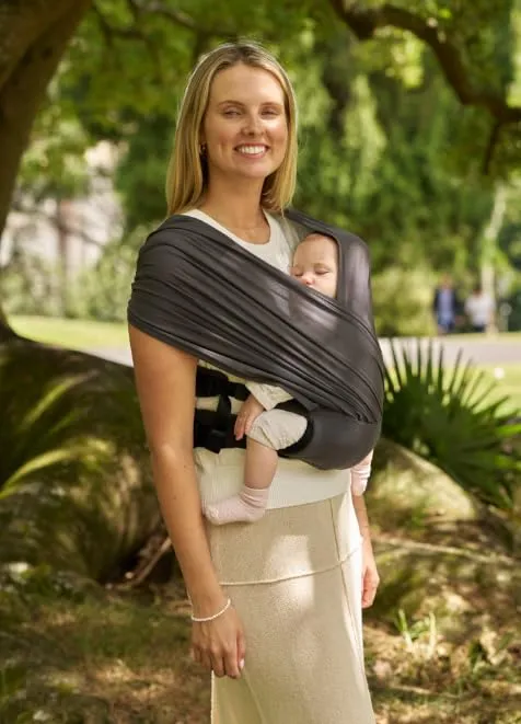 GROWNSY Baby Sling Carrier Newborn to Toddler - 2-in-1 Baby Wrap, Breathable Mesh Baby Sling Carrier for 7-35lbs, Ergonomic and Lightweight, Grey
