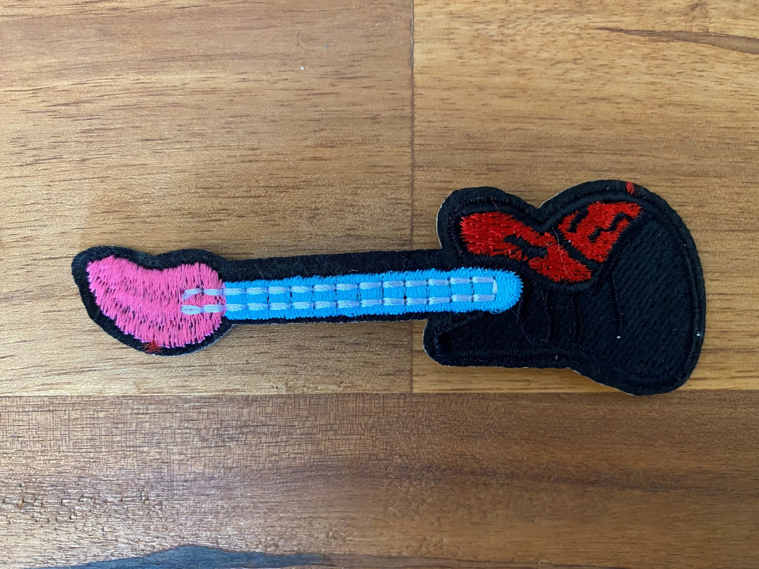 Guitar #5 Embroidered Patch – 32mm x 95mm, Iron-On/Sew-On