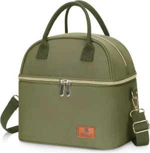 Hafmall 13L Large Lunch Bag for Women, Loncheras para Mujer, Insulated Adult Lunch Tote Box for Work with Shoulder Strap, 3.5Gallon, Greeen