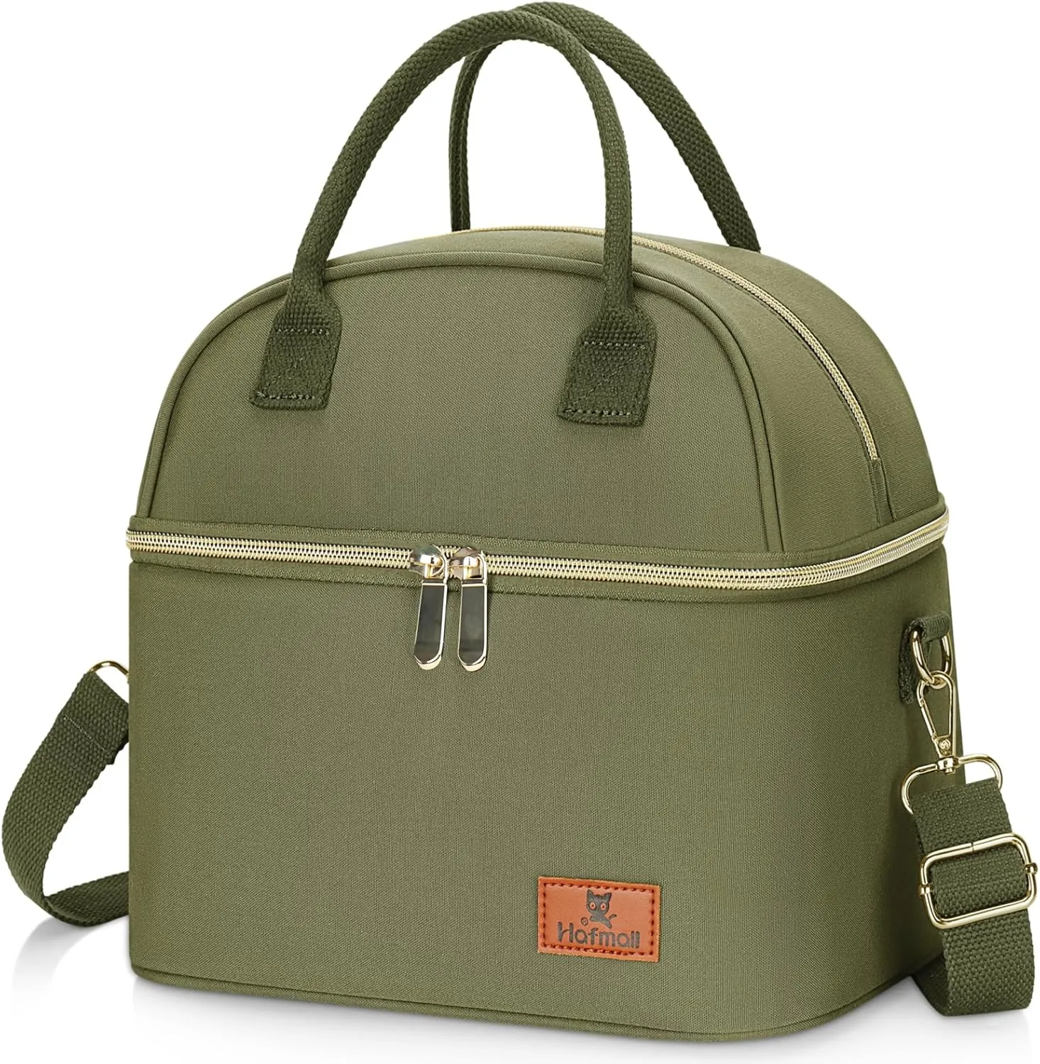 Hafmall 13L Large Lunch Bag for Women, Loncheras para Mujer, Insulated Adult Lunch Tote Box for Work with Shoulder Strap, 3.5Gallon, Greeen