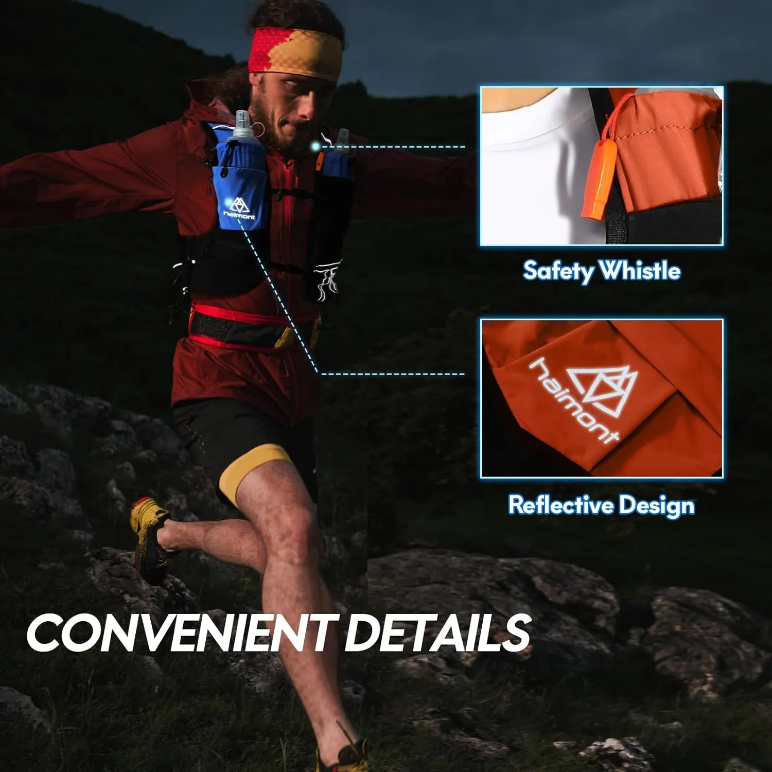 Haimont Hydration Running Vest with Water Bottles for Women Men, Adjustable Lightweight 8L Water Backpack with Soft Flasks for Trail Running