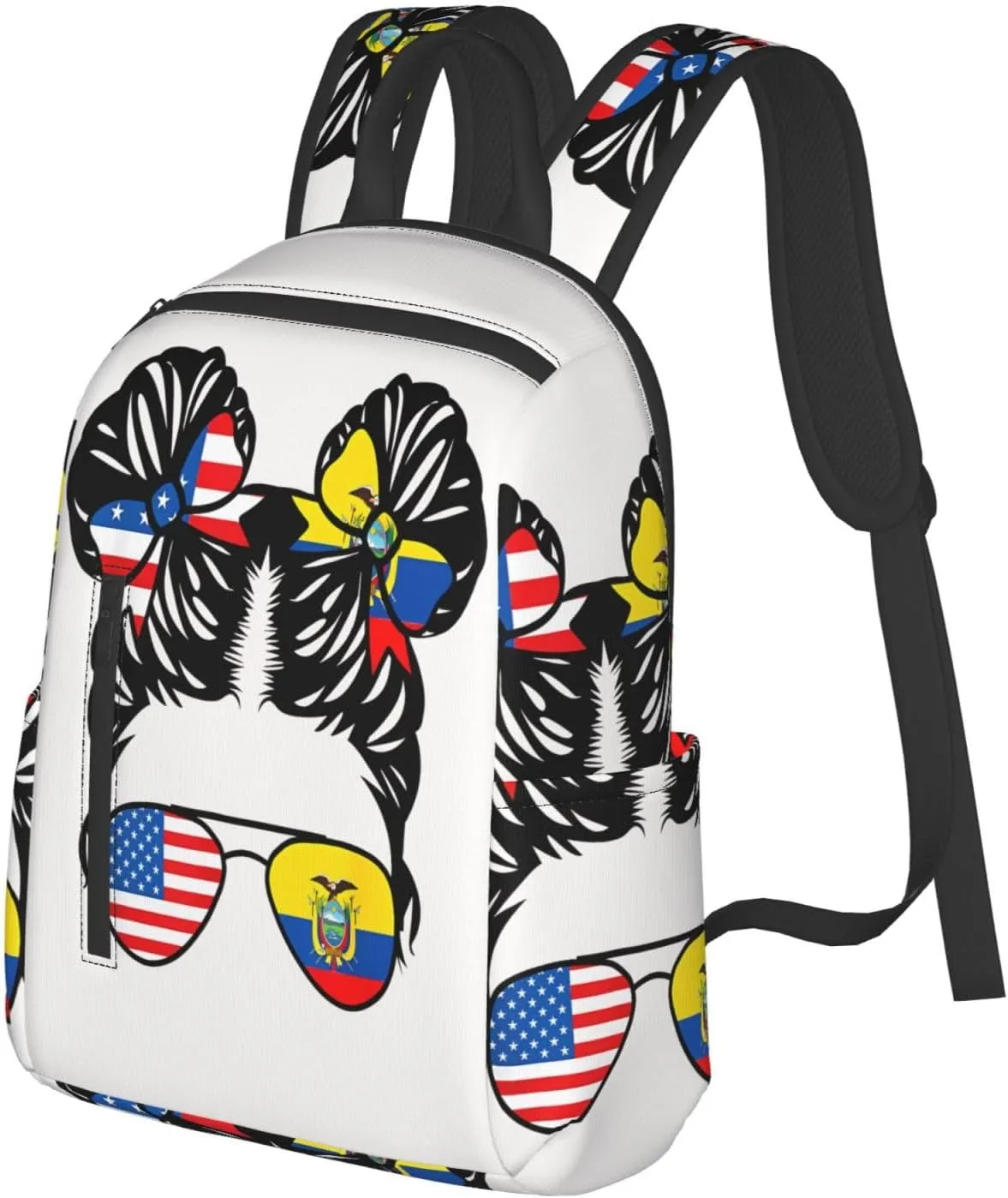Half American Half Ecuadorian Women Ecuador Flag Casual Backpacks Large Capacity Laptop Backpack Sports Fitness Rucksack Travel Carry-On Daypack Work Bag for Outdoor Camping
