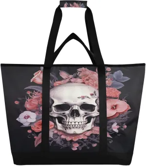 Halloween Skull Reusable Insulated Lunchbox Cooler Bag, Leakproof Kitchen Grocery Bag Collapsible Portable Cooler Tote Bag for Picnic, Camping, Office, Travel