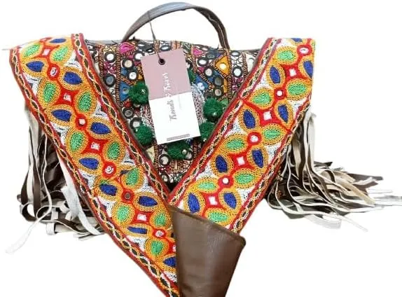 Handmade Sindhi Cultural Embroidered Clutch Bag for Women – Traditional Mirror Work Ethnic Purse for Weddings & Festivals.