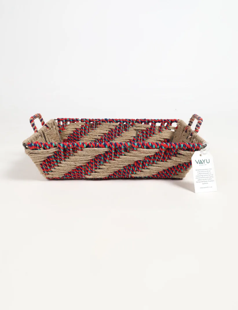 Handwoven Multipurpose Square Storage Tray with Handles