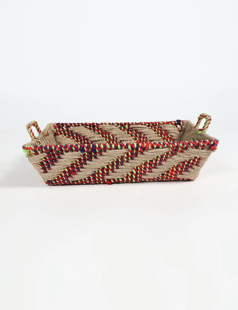 Handwoven Multipurpose Square Storage Tray with Handles
