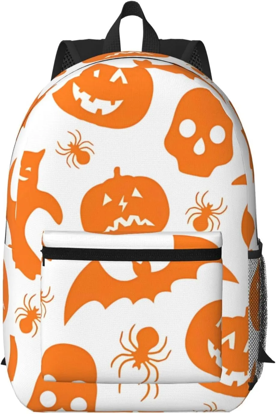 Happy Halloween Bats Witchs Spider Web Pumpkin Skull Bone 17 Inch Backpacks Multipurpose Laptop Backpack Double Shoulder Bag for Men Women Gifts