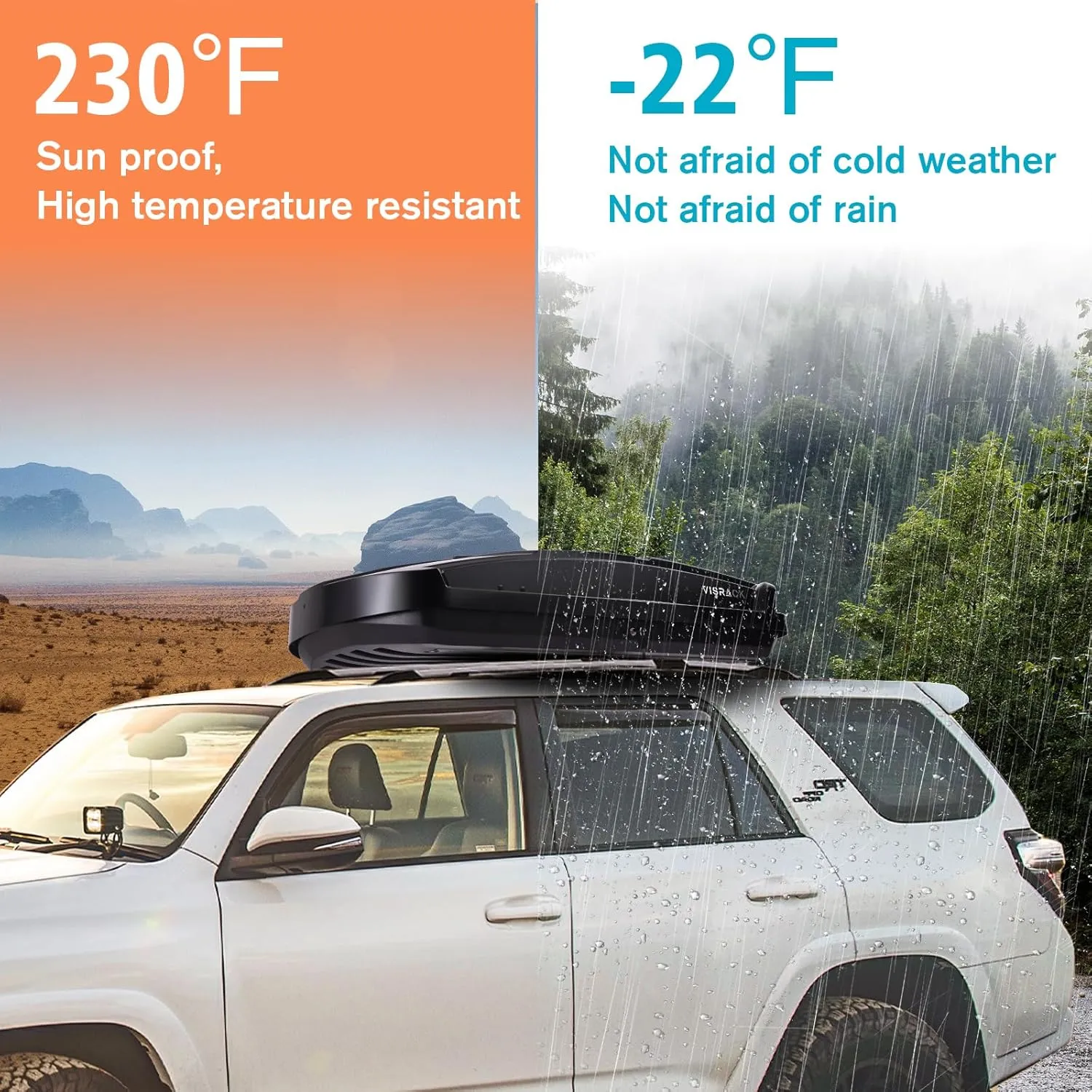 Hard Shell Roof Cargo Carrier, 15.5 Cubic Feet Black Roof Box, Durable ABS Storage with Dual-Sided Opening, Weatherproof & Locking System, Tool-Free Installation, 58.3" L x 35.4" W x 13" H