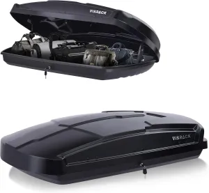 Hard Shell Roof Cargo Carrier, 15.5 Cubic Feet Black Roof Box, Durable ABS Storage with Dual-Sided Opening, Weatherproof & Locking System, Tool-Free Installation, 58.3" L x 35.4" W x 13" H