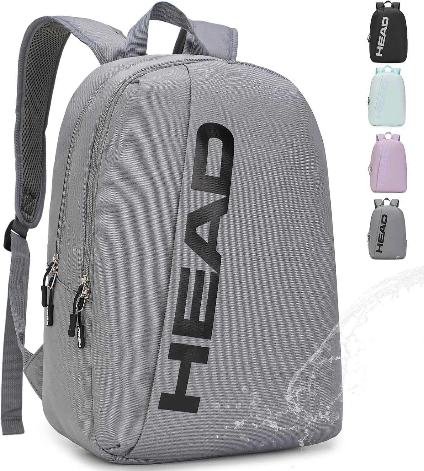 HEAD Waterproof Sports Gym Backpack for Women & Men, Large Casual Daypack Travel Backpacks for College/Weekender Overnight/Work/Fitness, 15.6 inch Laptop Backpack Lightweight Computer Bag Notebook Bag