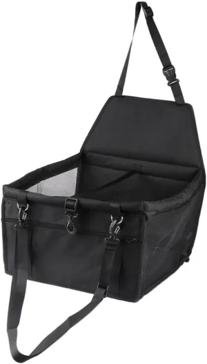 HEMOTON Pet Safety Seat for Dogs and Cats Breathable Mesh Car Travel Bag Black with Thick Support Rods Pet Car Bed and Carrier for Safe Pet Travel