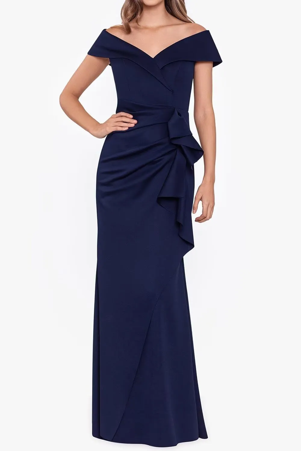 HEWEIGUI Satin Mother of Bride Dress 2025 Off Shoulder Mermaid Ruched Formal Evening Party Gowns WHC085