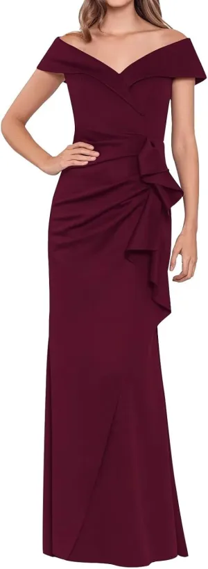 HEWEIGUI Satin Mother of Bride Dress 2025 Off Shoulder Mermaid Ruched Formal Evening Party Gowns WHC085