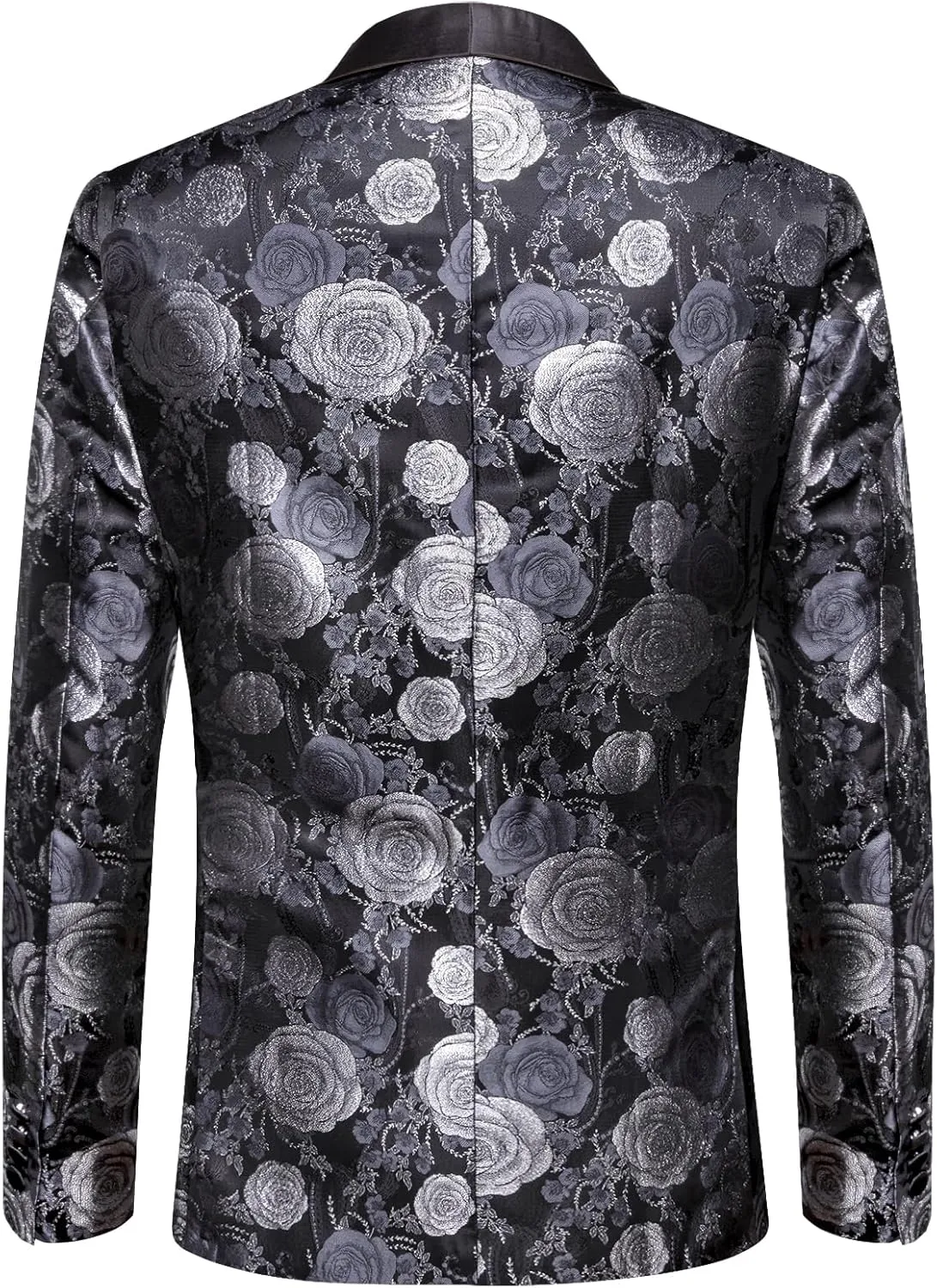 Hi-Tie Stylish Men Suit Jacket Blazer Shawl Lapel One Button Slim Fit Long Sleeve Jacket Tuxedo Party Dinner