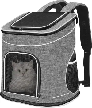 HiCaptain Pet Carrier Backpack for Small Dogs and Cats, Foldable Cat Carrier Backpack with Safety Lock Zipper and Breathable Mesh for Hiking Camping Travel Outdoor Use-Hold Pets Up to 17 Lbs