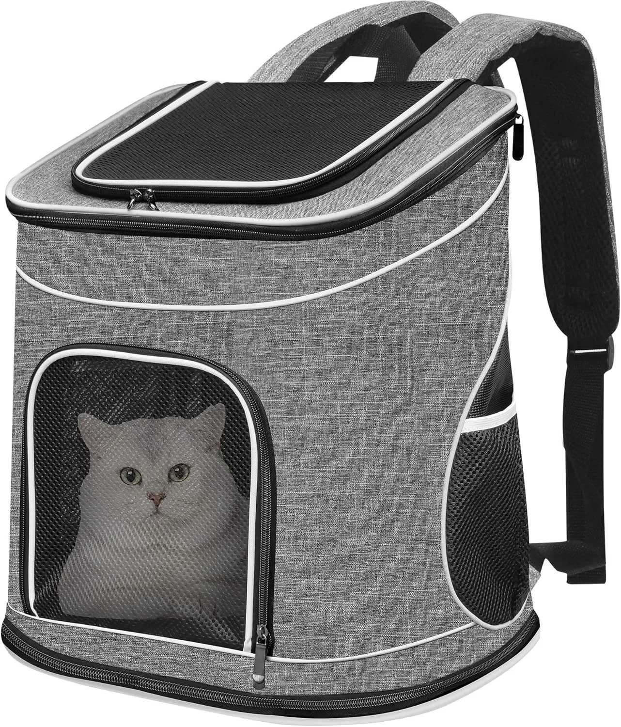 HiCaptain Pet Carrier Backpack for Small Dogs and Cats, Foldable Cat Carrier Backpack with Safety Lock Zipper and Breathable Mesh for Hiking Camping Travel Outdoor Use-Hold Pets Up to 17 Lbs