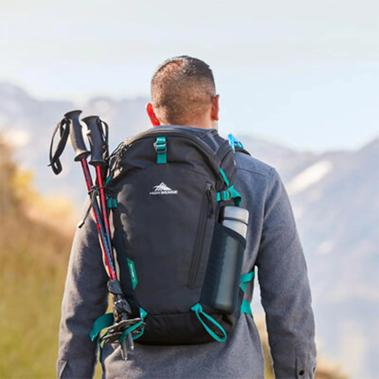 High Sierra Pathway 2.0 Backpack with Hydration Storage Sleeve, for Hiking, Biking, Camping, Traveling, Forest Green/Black, 30L