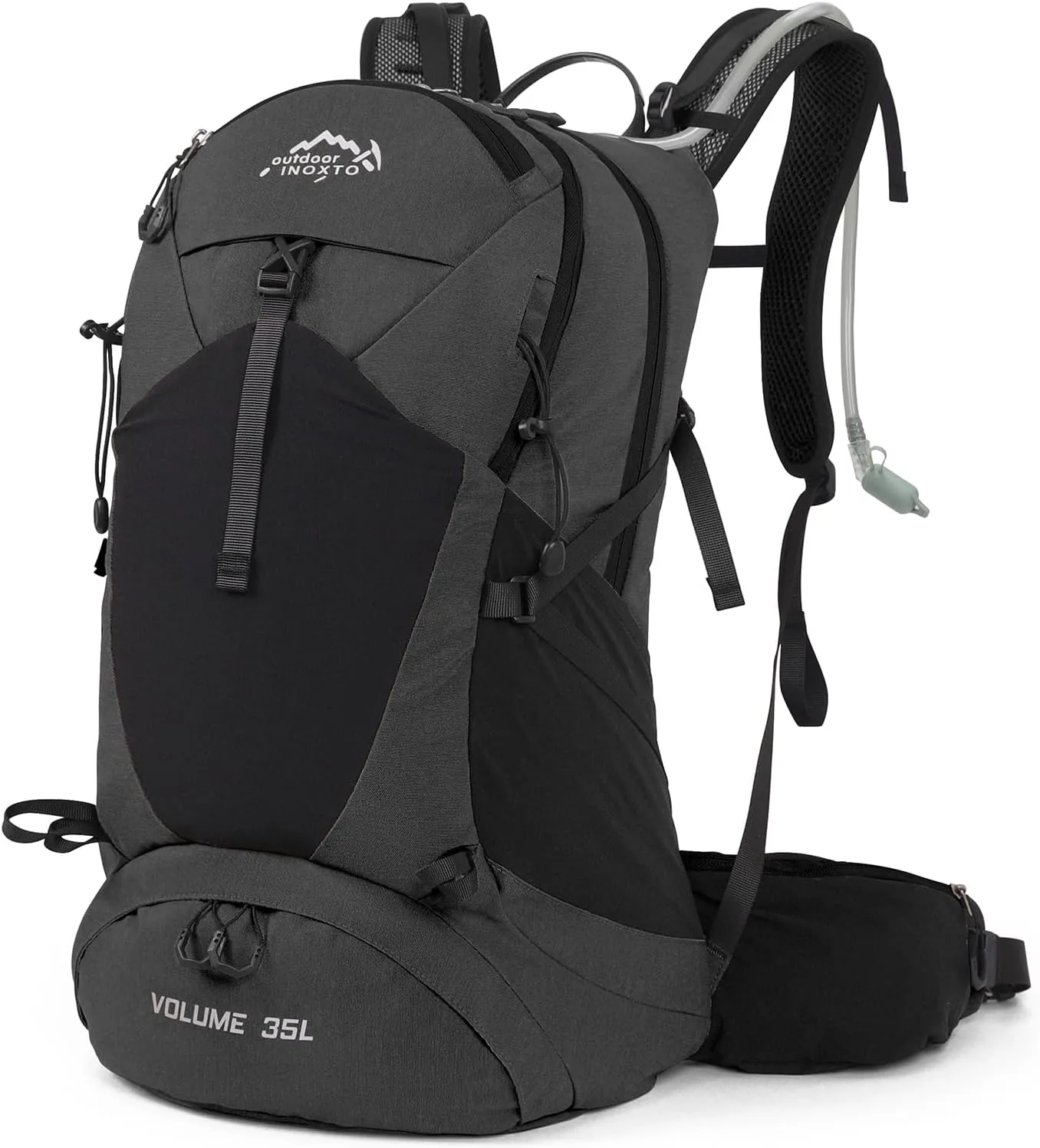 Hiking Backpack,35L Waterproof Hiking Daypack with 3L Water Bladder and Rain Cover, Lightweight Travel Camping Backpack for Men Women (Black)