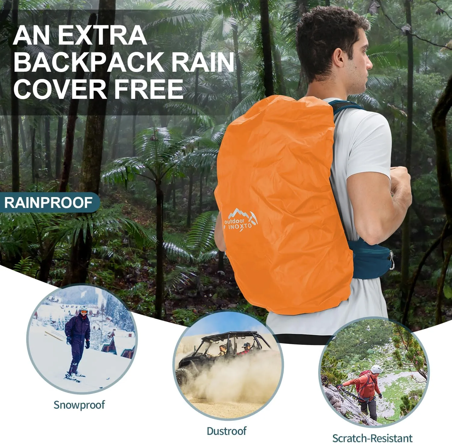 Hiking Backpack,35L Waterproof Hiking Daypack with 3L Water Bladder and Rain Cover, Lightweight Travel Camping Backpack for Men Women (Blue)