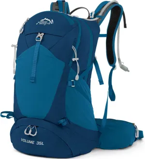 Hiking Backpack,35L Waterproof Hiking Daypack with 3L Water Bladder and Rain Cover, Lightweight Travel Camping Backpack for Men Women (Blue)