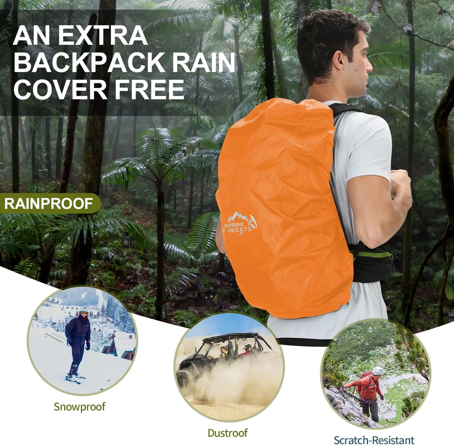 Hiking Backpack,35L Waterproof Hiking Daypack with 3L Water Bladder and Rain Cover, Lightweight Travel Camping Backpack for Men Women (Dark Green)