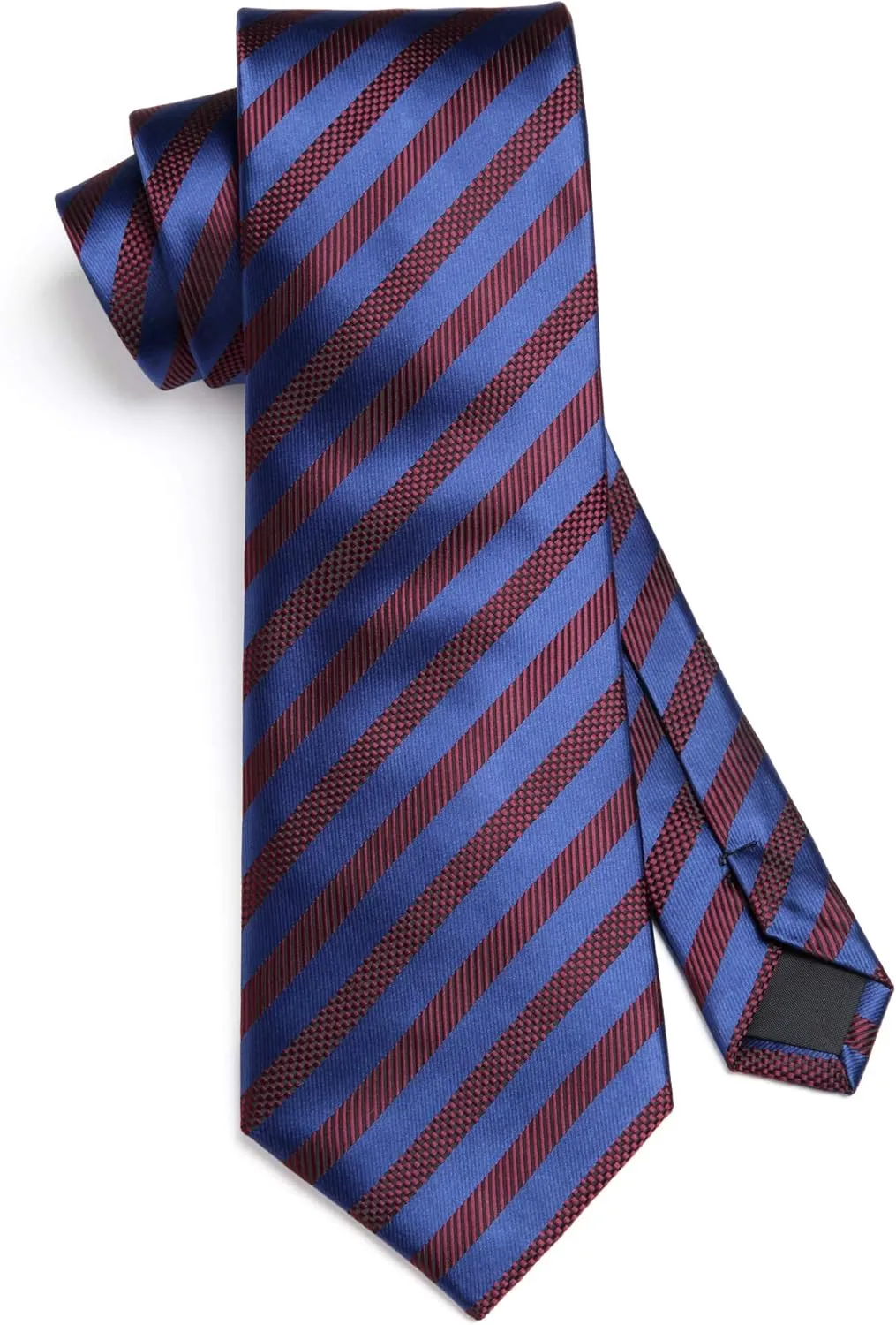 HISDERN Stripe Tie Mens Ties with Pocket Square Set Classic 3.4'' Silk Formal Necktie Handkerchief for Business Wedding