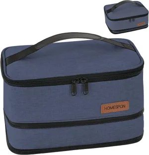 HOMESPON Expandable Lunch Bag for Men Women Insulated Lunch Box Holder with Handle for Picnics Work Travel(Blue)