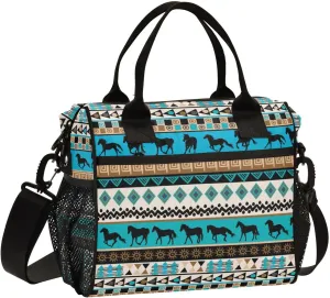 Horse Lunch Bag Reusable Lunch Box for Men Women Adults, Insulated Cooler Tote Bag Container with Adjustable Shoulder Strap for Travel Office Picnic Hiking Beach Medium