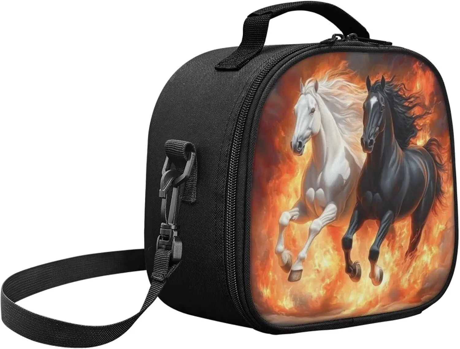 Horse Lunch Box for Girls for School Meal Prep Containers Reusable Insulated Cooler Tote Bag Lunch Bags with Adjustable Shoulder Strap & Inner Zipper Pocket Small Lunchbox