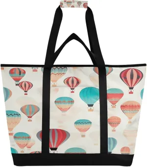 Hot Air Balloon Reusable Insulated Lunchbox Cooler Bag, Leakproof Kitchen Grocery Bag Collapsible Portable Cooler Tote Bag for Picnic, Camping, Office, Travel