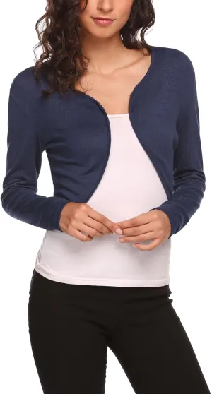HOTOUCH Shrug Bolero Cardigan for Womens Long Sleeve Short Little Cropped Sweater Knit Jackets for Dress S-XXL