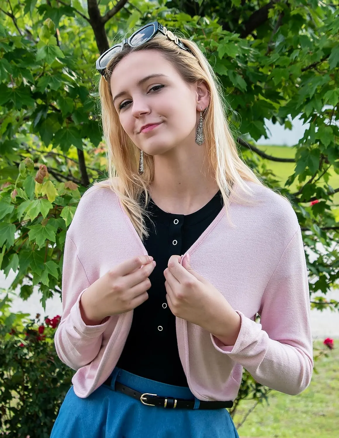 HOTOUCH Shrug Bolero Cardigan for Womens Long Sleeve Short Little Cropped Sweater Knit Jackets for Dress S-XXL