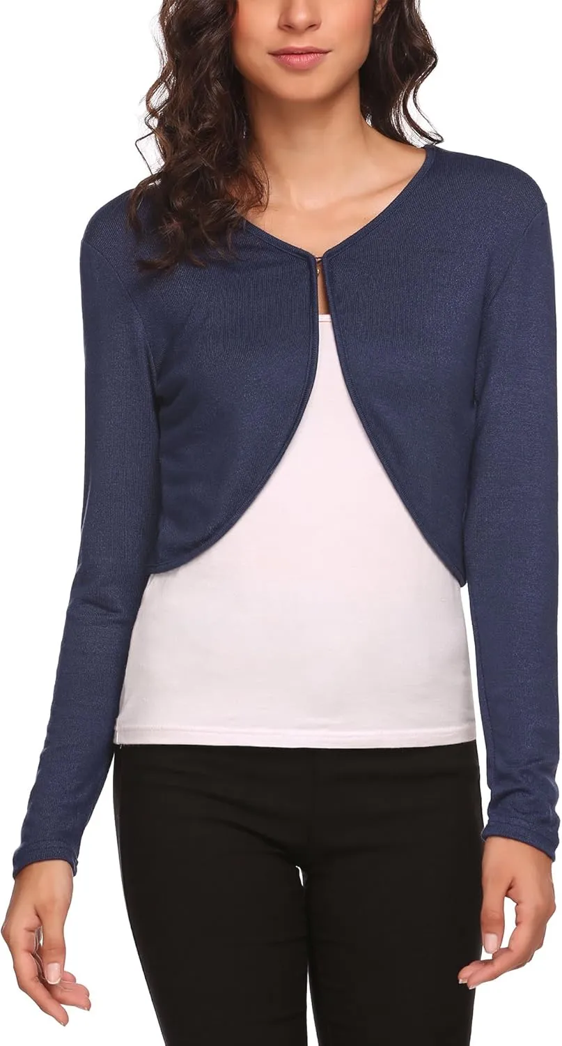 HOTOUCH Shrug Bolero Cardigan for Womens Long Sleeve Short Little Cropped Sweater Knit Jackets for Dress S-XXL