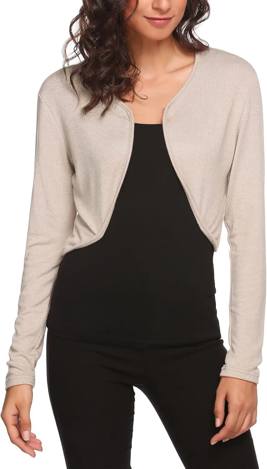 HOTOUCH Shrug Bolero Cardigan for Womens Long Sleeve Short Little Cropped Sweater Knit Jackets for Dress S-XXL