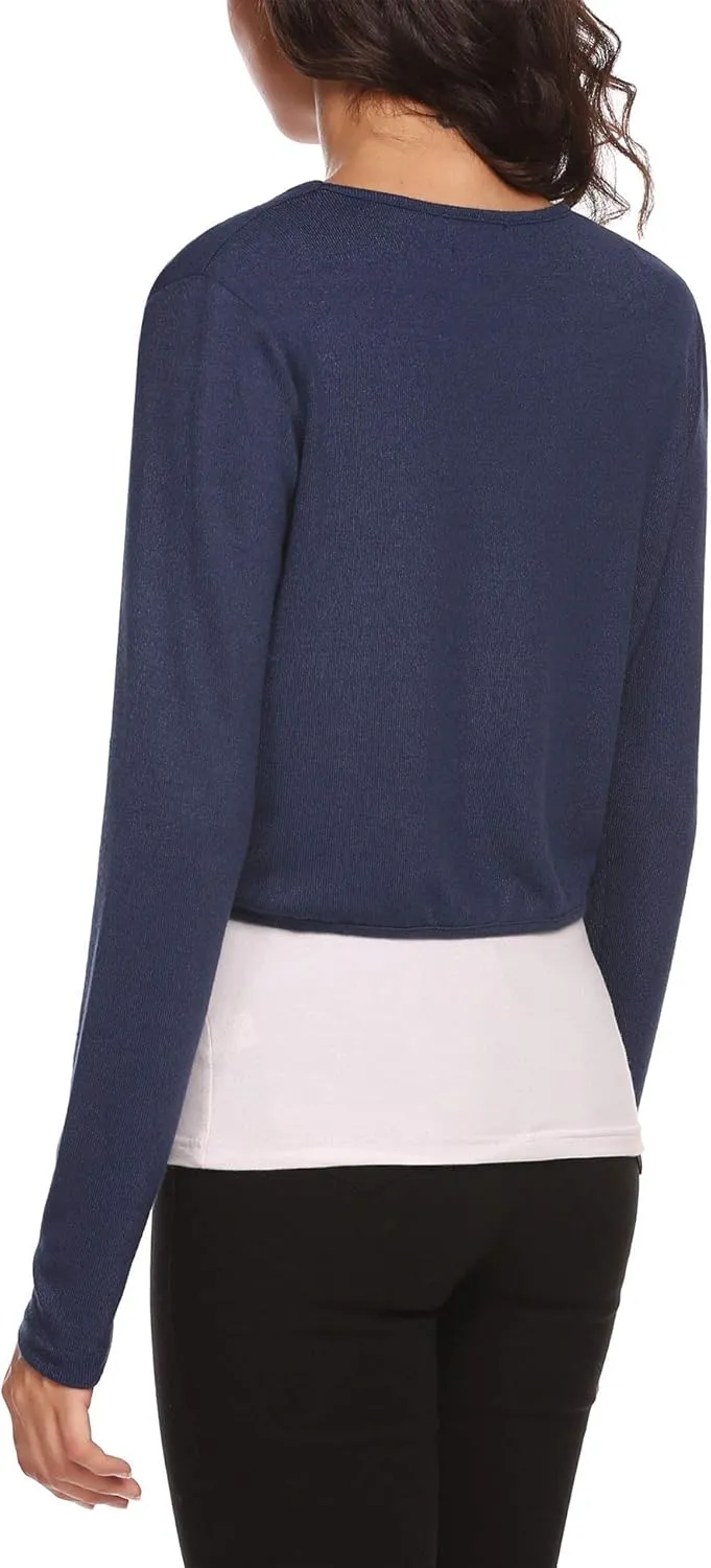 HOTOUCH Shrug Bolero Cardigan for Womens Long Sleeve Short Little Cropped Sweater Knit Jackets for Dress S-XXL