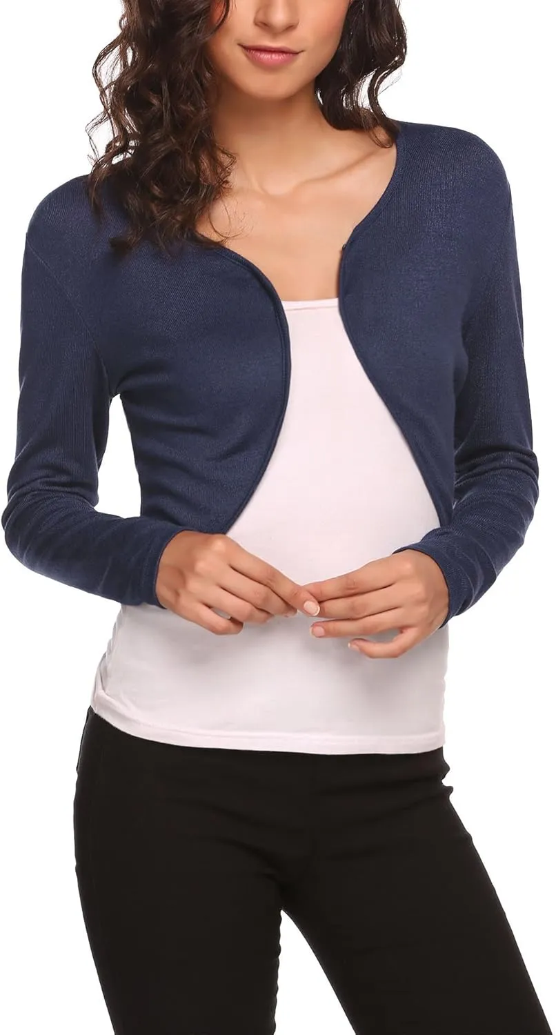 HOTOUCH Shrug Bolero Cardigan for Womens Long Sleeve Short Little Cropped Sweater Knit Jackets for Dress S-XXL