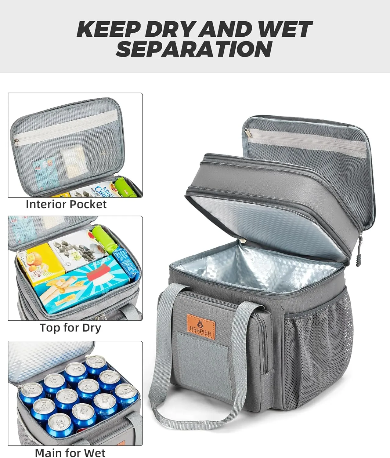 HSHRISH Expandable Large Tactical Lunch Box for Adults, Durable Insulated Lunch Bag with Lots of Storage Space, Cooler Bag for Men Women Work Outdoor Picnic Trips, 24 Cans/16 L